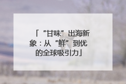 “甘味”出海新象：从“鲜”到优的全球吸引力