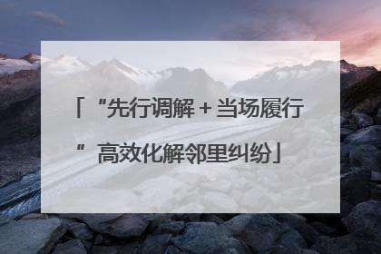 “先行调解＋当场履行”高效化解邻里纠纷