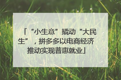 “小生意”撬动“大民生”，拼多多以电商经济推动实现普惠就业