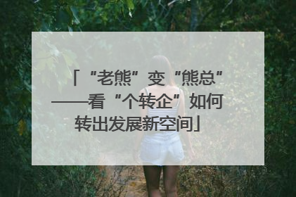 “老熊”变“熊总”——看“个转企”如何转出发展新空间