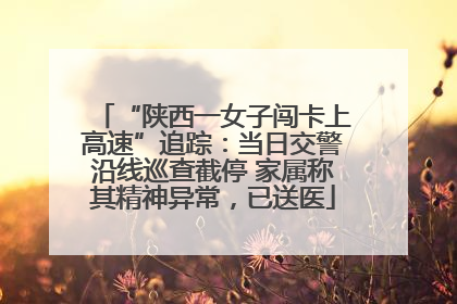 “陕西一女子闯卡上高速”追踪：当日交警沿线巡查截停 家属称其精神异常，已送医
