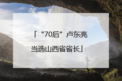 “70后”卢东亮当选山西省省长