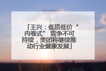 王兴：低质低价“内卷式” 竞争不可持续，美团将继续推动行业健康发展
