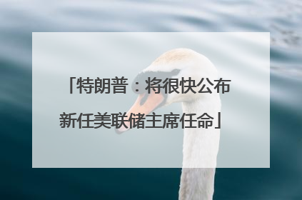 特朗普：将很快公布新任美联储主席任命