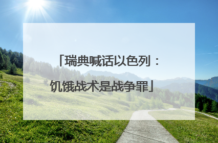 瑞典喊话以色列：饥饿战术是战争罪