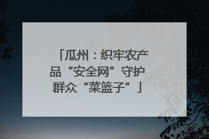 瓜州：织牢农产品“安全网”守护群众“菜篮子”