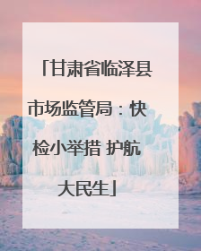 甘肃省临泽县市场监管局：快检小举措 护航大民生