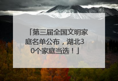 第三届全国文明家庭名单公布，湖北30个家庭当选！