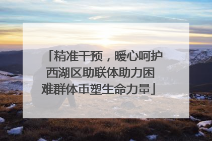 精准干预，暖心呵护 西湖区助联体助力困难群体重塑生命力量