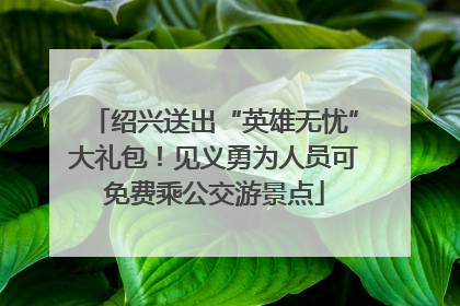 绍兴送出“英雄无忧”大礼包！见义勇为人员可免费乘公交游景点