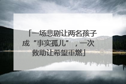 一场悲剧让两名孩子成“事实孤儿”，一次救助让希望重燃