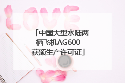 中国大型水陆两栖飞机AG600获颁生产许可证
