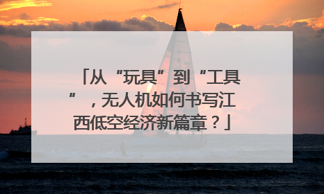 从“玩具”到“工具”，无人机如何书写江西低空经济新篇章？