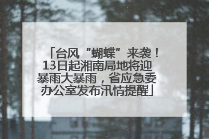 台风“蝴蝶”来袭！13日起湘南局地将迎暴雨大暴雨，省应急委办公室发布汛情提醒