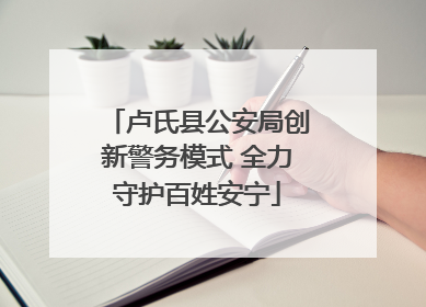 卢氏县公安局创新警务模式 全力守护百姓安宁