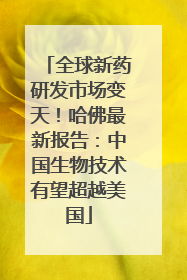 全球新药研发市场变天！哈佛最新报告：中国生物技术有望超越美国