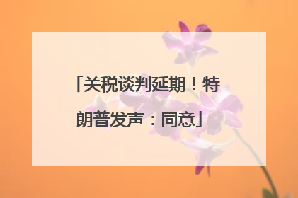 关税谈判延期！特朗普发声：同意