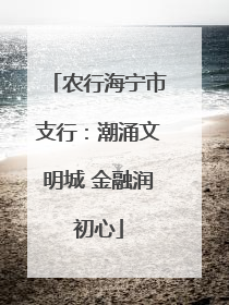 农行海宁市支行：潮涌文明城 金融润初心