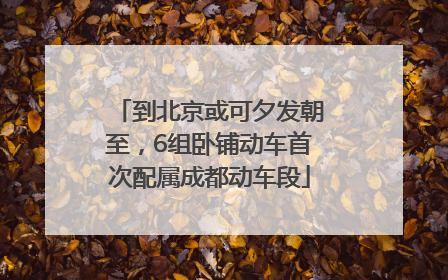 到北京或可夕发朝至，6组卧铺动车首次配属成都动车段