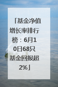 基金净值增长率排行榜：6月10日68只基金回报超2%