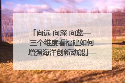 向远 向深 向蓝——三个维度看福建如何增强海洋创新动能