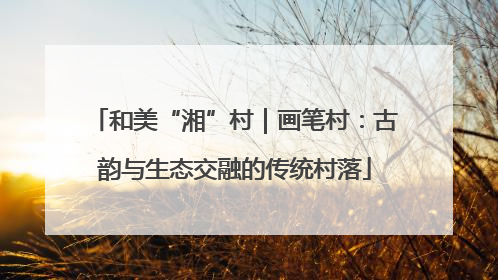 和美“湘”村｜画笔村：古韵与生态交融的传统村落