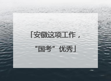 安徽这项工作，“国考”优秀