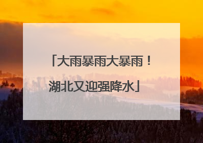 大雨暴雨大暴雨！湖北又迎强降水