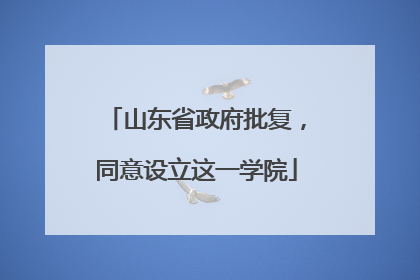 山东省政府批复，同意设立这一学院