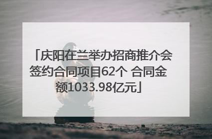 庆阳在兰举办招商推介会 签约合同项目62个 合同金额1033.98亿元