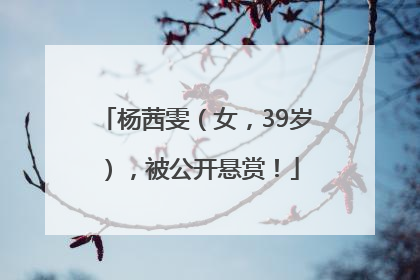 杨茜雯（女，39岁），被公开悬赏！