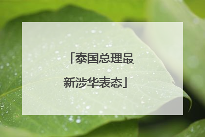 泰国总理最新涉华表态