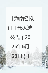 海南省拟任干部人选公告（2025年6月20日）