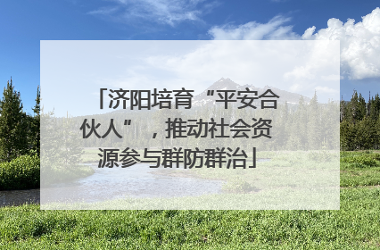 济阳培育“平安合伙人”，推动社会资源参与群防群治