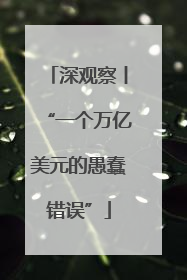 深观察丨“一个万亿美元的愚蠢错误”