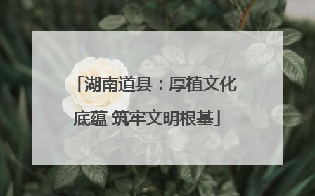 湖南道县：厚植文化底蕴 筑牢文明根基