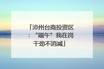 漳州台商投资区：“端午”我在岗 干劲不消减