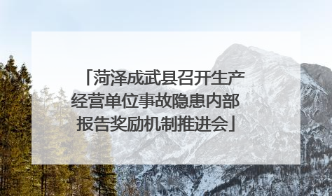菏泽成武县召开生产经营单位事故隐患内部报告奖励机制推进会