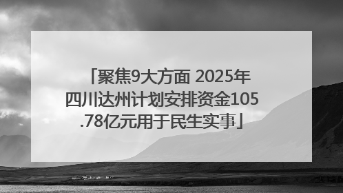 聚焦9大方面 2025年四川达州计划安排资金105.78亿元用于民生实事