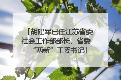 胡建军已任江苏省委社会工作部部长、省委“两新”工委书记