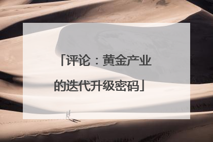 评论：黄金产业的迭代升级密码