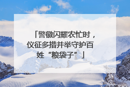 警徽闪耀农忙时，仪征多措并举守护百姓“粮袋子”