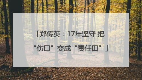 郑传英：17年坚守 把“伤口”变成“责任田”