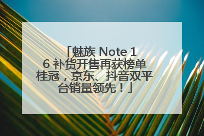 魅族 Note 16 补货开售再获榜单桂冠，京东、抖音双平台销量领先！