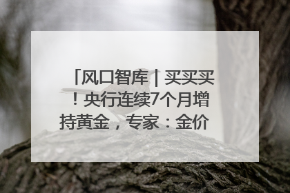 风口智库｜买买买！央行连续7个月增持黄金，专家：金价或仍易涨难跌