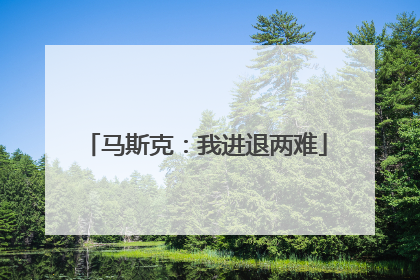 马斯克：我进退两难