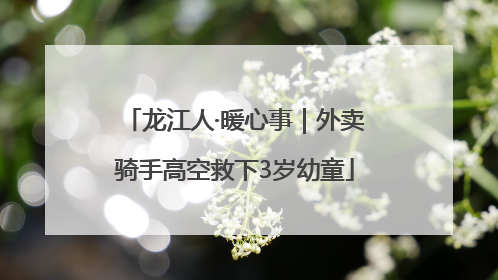 龙江人·暖心事｜外卖骑手高空救下3岁幼童