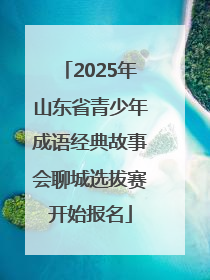 2025年山东省青少年成语经典故事会聊城选拔赛开始报名