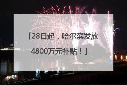 28日起，哈尔滨发放4800万元补贴！