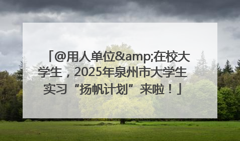 @用人单位&在校大学生，2025年泉州市大学生实习“扬帆计划”来啦！